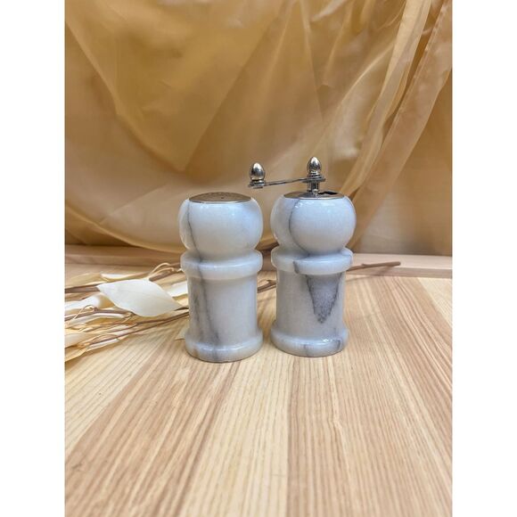 Marble Salt Shaker and Pepper Grinder‎ Set - Picture 1 of 3